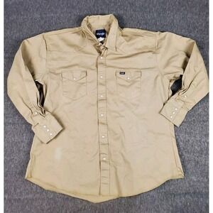 VTG Wrangler Brushpopper Shirt Mens 2XL Pearl Snap Western Cowboy Stain Distress